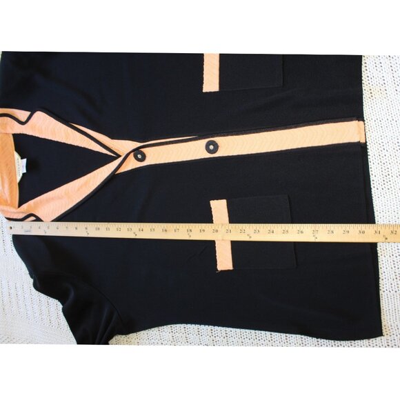 Exclusively Misook Black Cardigan Two Buttons 2X Pockets Stretch Modest Flowy - Picture 3 of 9